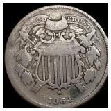 1864 Small Motto Copper 2 Cent Piece CLOSE  UNC