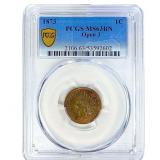 1873 Indian Head Cent PCGS MS63 BN