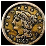 1844 Braided Hair Large Cent ABOUT  UNCIRCULATED