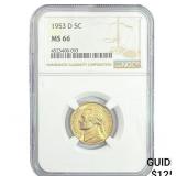 1953-D Jefferson Nickel NGC MS66