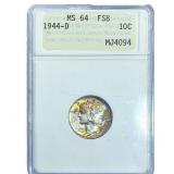 1944-D Mercury Silver Dime ANACS MS64 FSB