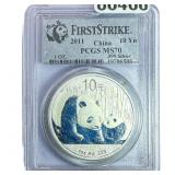 2011 10Yn China Panda 1oz PCGS MS70