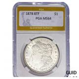1878 8TF Morgan Silver Dollar PGA MS64