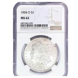 1904-O Morgan Silver Dollar NGC MS62