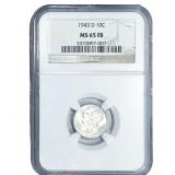 1943-D Mercury Silver Dime NGC MS65 FB