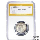 1877-S Seated Liberty Quarter PGA MS65