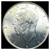 1938 Sweden Silver 2 Kroner UNCIRCULATED