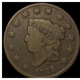 1824 Coronet Head Large Cent NICELY CIRCULATED