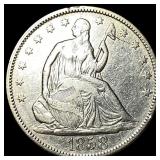 1858 Silver Seated Liberty Half Dollar ABOUT  UNC