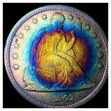 1842 Silver Seated Liberty Dollar ABOUT UNCIRCULAT