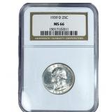1939-D Washington Silver Quarter NGC MS66