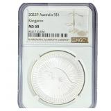 2023 $1 Sliver Australia Kangaroo NGC MS68