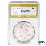 1921 Silver Peace Dollar PGA MS64
