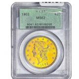1902 $20 Gold Double Eagle PCGS MS62