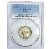 1942 Jefferson Nickel PCGS PR66 Type 2