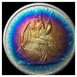 1867 TONED Seated Liberty Half Dollar CLOSELY UNCI