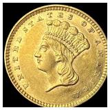 1857 Gold $1 Indian Head Type 3 CLOSELY UNCIRCULAT