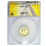 1936 Mercury Silver Dime ANACS MS67