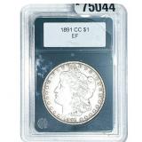 1891-CC Morgan Silver Dollar  EF