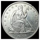 1861 Seated Liberty Half Dollar CLOSELY  UNCIRCUL