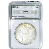 1881-S Morgan Silver Dollar NGS MS65