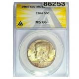 1964 Kennedy Half Dollar ANACS MS66