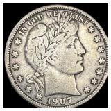 1907-S Silver Barber Half Dollar LIGHTLY  CIRCULA