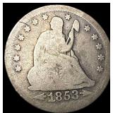 1853 Arrows/Rays Seated Liberty Quarter  NICELY C