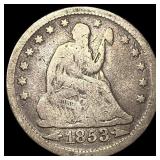 1853 Arrows/Rays Seated Liberty Silver  Quarter N