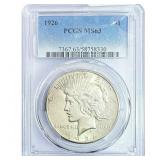 1926 Silver Peace Dollar PCGS MS63