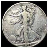 1938-D Silver Walking Liberty Half Dollar NEARLY U