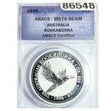 1996 $1 Sliver Australia Kookaburra ANACS MS70 DCA
