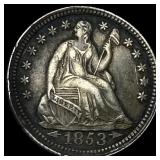 1853 Arrows Seated Liberty Half Dime CLOSELY  UNC