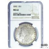 1892 Morgan Silver Dollar NGC MS62