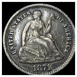 1871 Silver Half Dime NEARLY UNCIRCULATED