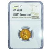 1949-S Wheat Cent NGC MS66 RD
