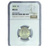 1894 Liberty Victory Nickel NGC MS63