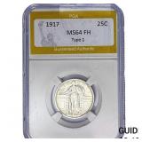 1917 Standing Liberty Quarter PGA MS64 FH Type 1