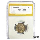1938-D Buffalo Nickel PGA MS66