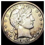 1897-S Silver Barber Quarter ABOUT  UNCIRCULATED