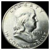 1951-S Silver Half Dollar Franklin CHOICE BU
