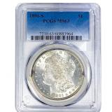 1891-S Morgan Silver Dollar PCGS MS63