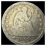 1854 Arrows Seated Liberty Silver Quarter  NICELY