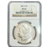 1881-S Morgan Silver Dollar NGC MS64