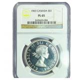1963 $1 Sliver Canada NGC PL65