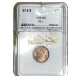 1913-S Wheat Cent NNC MS65 Red