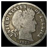 1913-S Silver Barber Dime NICELY CIRCULATED