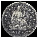 1853-O Arrows/Rays Seated Liberty Quarter  NICELY