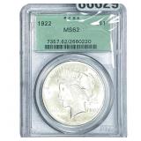 1922 Silver Peace Dollar PCGS MS62