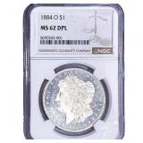 1884-O Morgan Silver Dollar NGC MS62 DPL